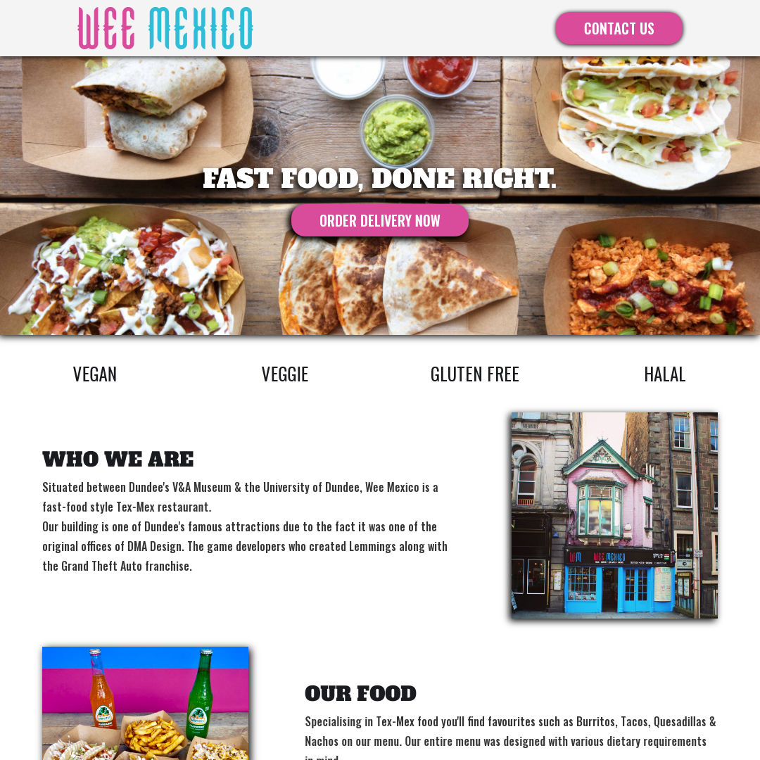 A mexican restaurant\x27s website. It has pastel blue and pink colours.